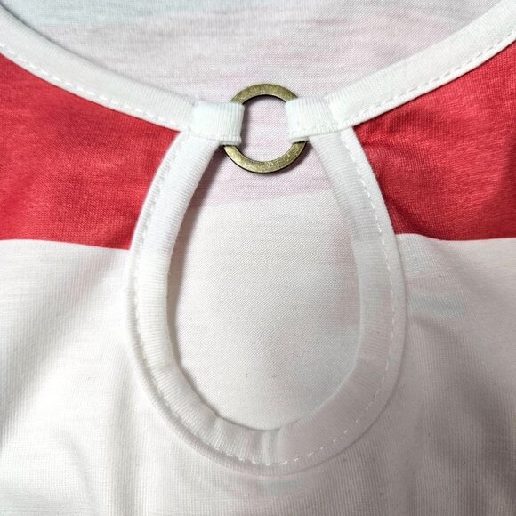 Womens Striped Sleeveless Dress Keyhole Neck & Drawstring Waist Size M Casual - Picture 10 of 11